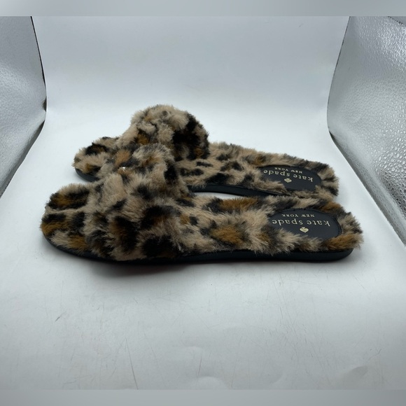 kate spade Shoes - Kate Spade Sandy women’s  Furry Animal Print Slippers size 8
